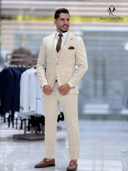 Costume Beige 3 Pièces — Cérémonie & Événements